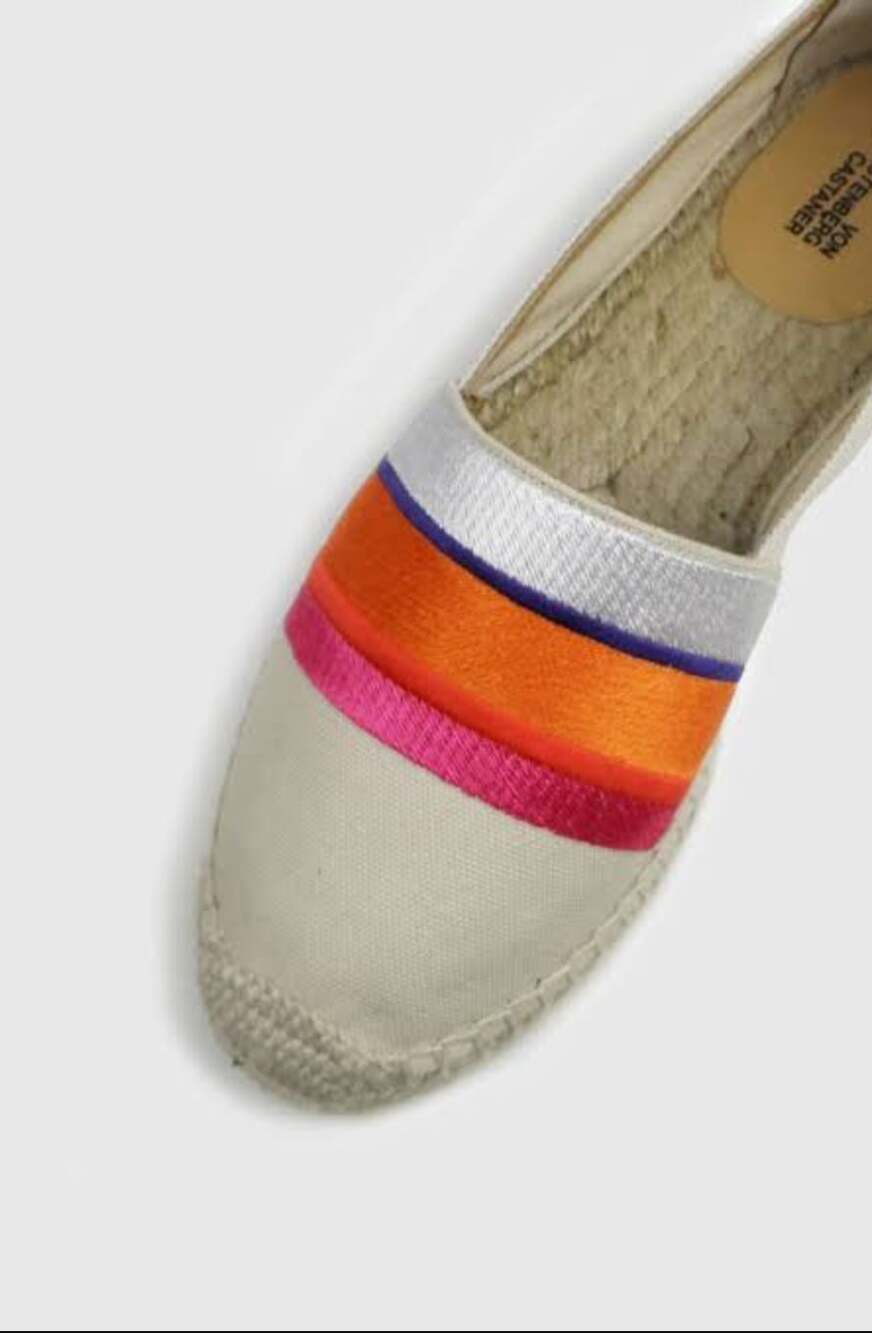 Castaner DVF Womens Klea Espadrille Flats Size 7 EU 37 Cream Pink Ribbon NWOB